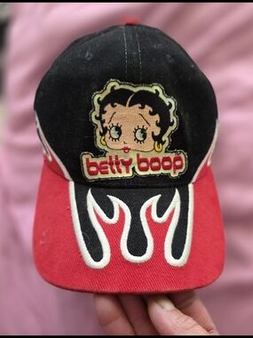 Betty Boop Black and Red Flame Baseball Cap